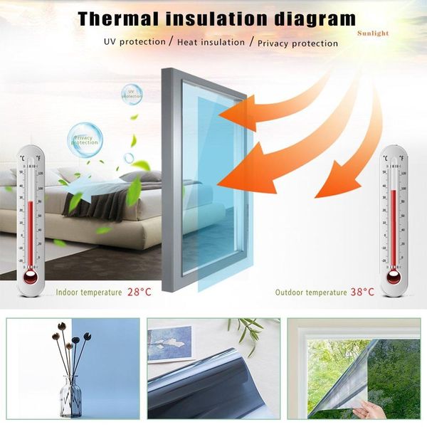 

sunice window film 2ply solar tint film one way vision mirrored reflective privacy protect diy decor pet 90cm x 900cm