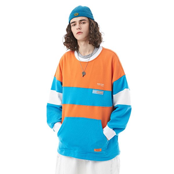 

wu airlines 2020 spring new style men fashion contrast color loose-fit sports oversize couples casual base shirt, Black