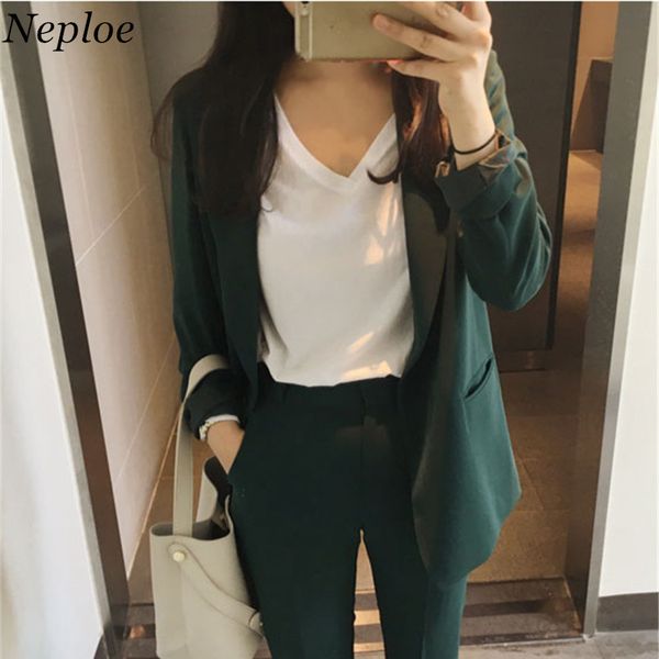 

neploe 2020 бизнес женщины костюмы 2 бюстье feminino черный насыщенный blazer карандаш + pant шарпу куртки женские костюмы 68182, Gray