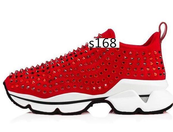 

with box donna flat casual shoes krystal sock trainers luxury red bottom sneakers neoprene men rivet sneaker 8, Black