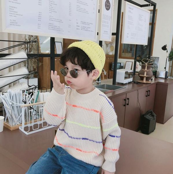 

2019 new girls boys knitted sweater autumn winter cotton fashion girls pullover sweaters 2-7t hw517, Blue