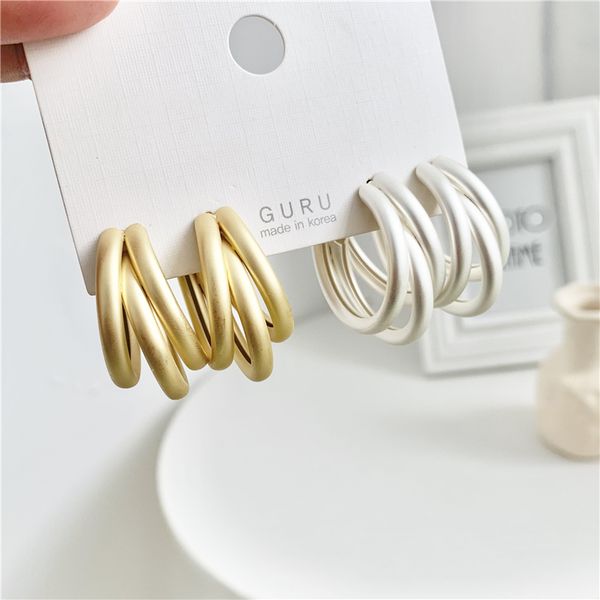 

punk earrings temperament of contracted design feeling earrings metal multilayer circle hipster girl personality stud, Golden;silver