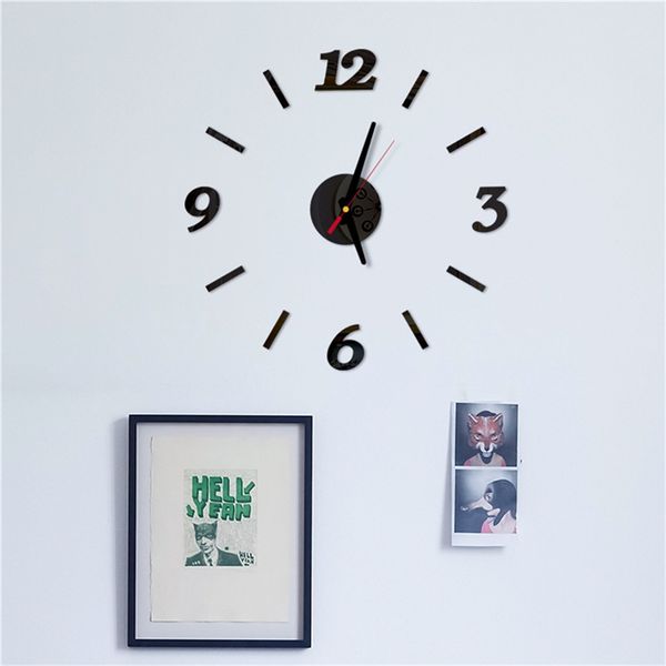 

3d diy roman numbers quartz clocks acrylic mirror wall sticker clock home decor mural decals living room decor wall clock j50
