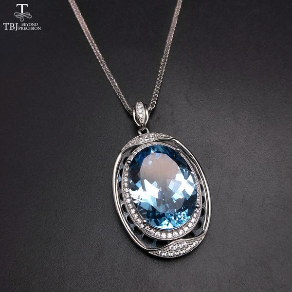 

tbj,extra big natural blue z pendant with chains in 925 sterling silver gemstone fine jewelry for women with gift box