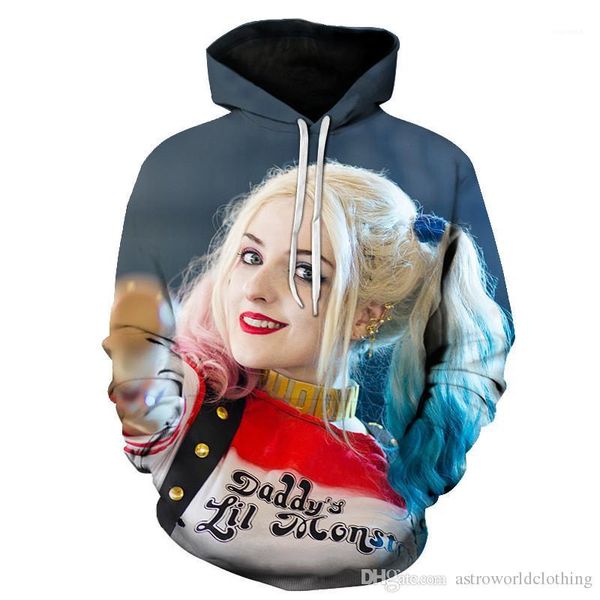 

luxury hoodies pullover printed o neck long sleeve hooded sweatshirts fashion male clothing suicide squad mens, Black