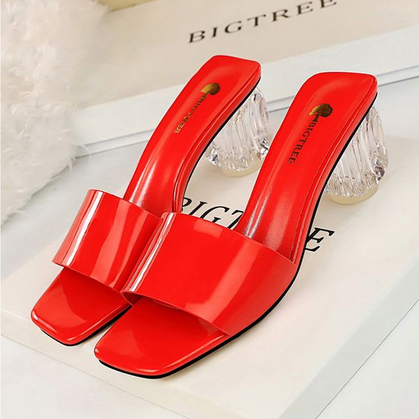 

bigtree shoes women pumps patent leather high heels transparent women shoes new sandals slippers heels wedding, Black