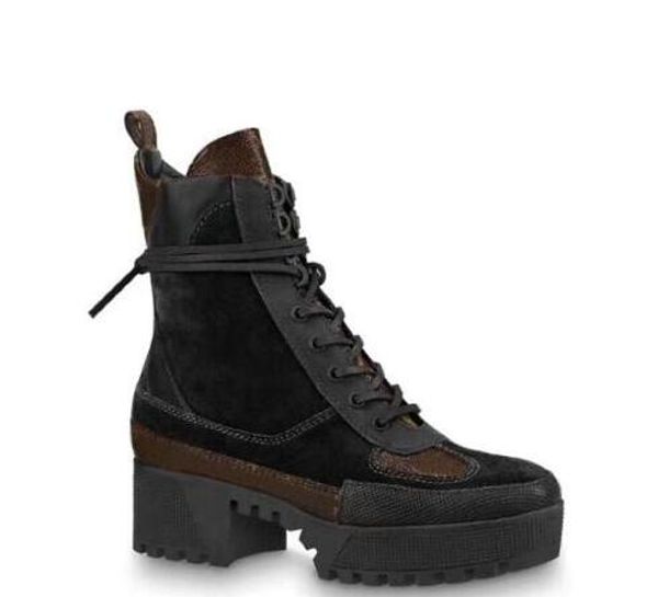 

fashion luxury designer women boots star trail laceup ankle boots with leather and heavyduty soles leisure lady martin boots, Black