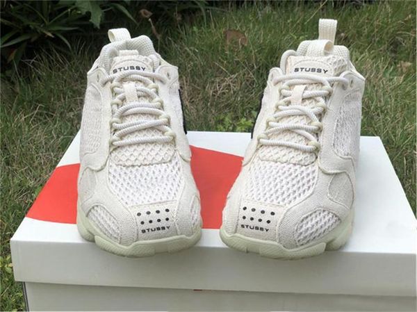 

2020 stussy air zoom spiridon caged 2 fossil black men women running shoes black pure platinum cq5486-200 authentic sneakers with box