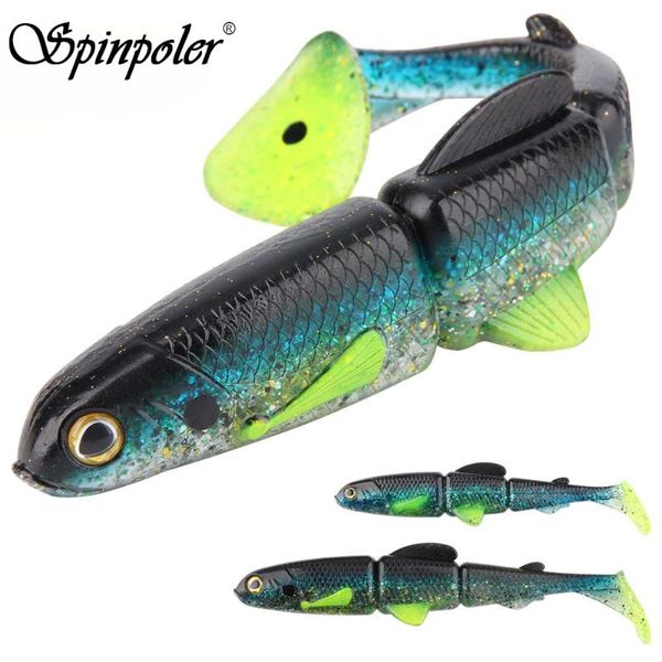 

spinpoler 15cm/27g 20cm/60g paddle tails boot tails segmented soft plastic lures 3d baitfish swimbaits for bass