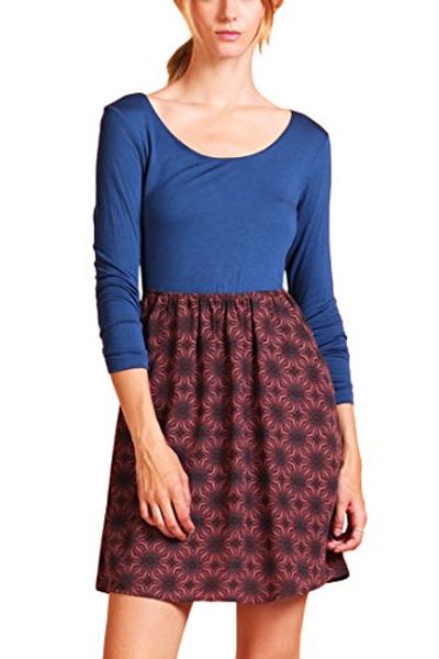 

tyche women's knit/woven combo dress with pockets, Black;gray