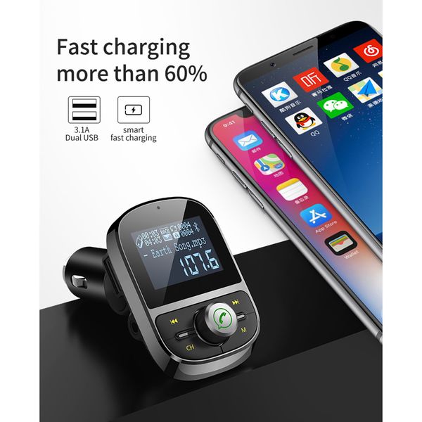 

car kit handswireless bluetooth car fm transmitter wireless radio adapter usb charger mp3 player mobile phones tablets