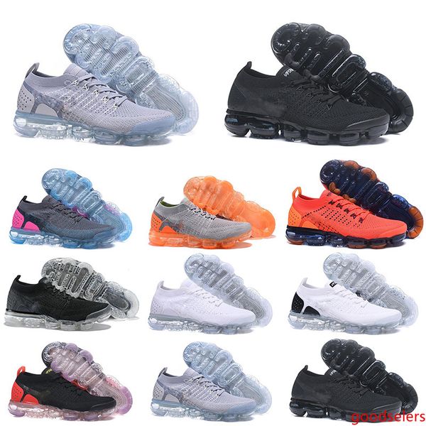 

2019 knit 2.0 fly mens running shoes triples white black cool grey tpu mens trainers sports sneakers size 36-45