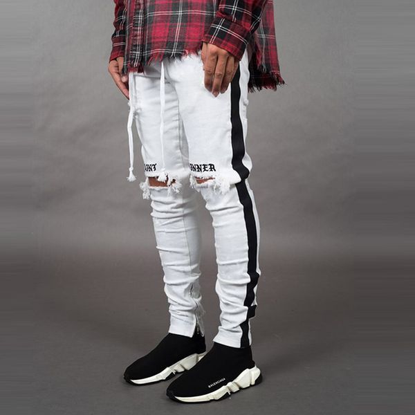

tjwlkj mens cool streetwear black jeans skinny ripped denim jeans men stretch slim fit hop hip pants with holes for men