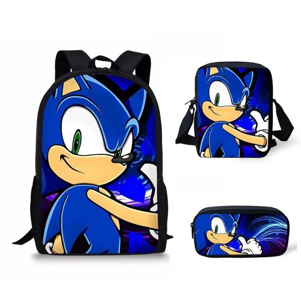 

2020 children backpacks sets pretty sonic the hedgehog print fashion girl boy school kid bookbag daily shoulder bags dropship