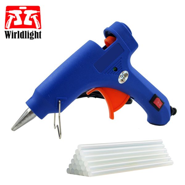 

100-240v high temp heater melt glue gun 20w repair tool heat gun blue mini with trigger us/eu plug