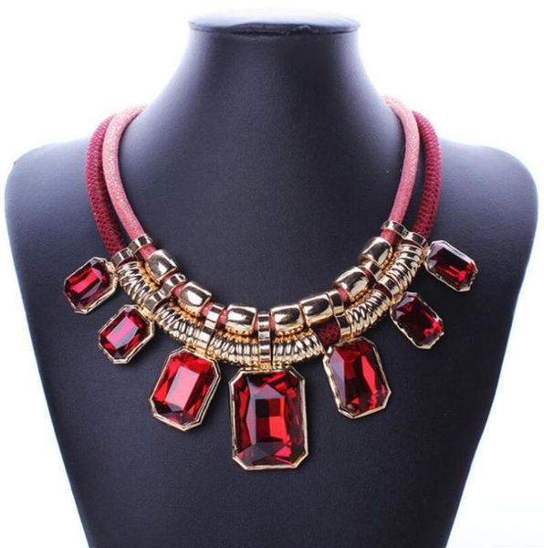 

new gold color geometric square pendants new sell fashion chunky necklace statement jewelry for women necklace women, Silver