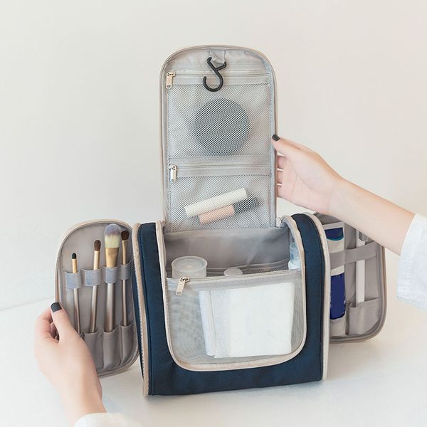 

cosmetic bags & cases women double open bag portable travel organizer makeup waterproof toiletry pack hanging wash storage case