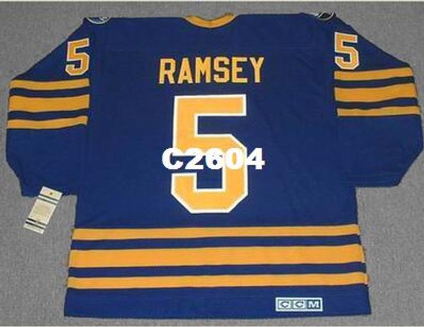 

mens #5 mike ramsey buffalo sabres 1992 ccm vintage retro hockey jersey or custom any name or number retro jersey, Black