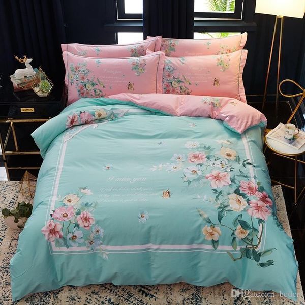 

fashion cartoon striped plaid flower series bedding sets korean printed cotton bedding kits 4pcs suit duvet cover set bed sheet pillowcases