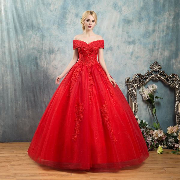 2019 красный шариковый платье принцесса готические свадебные платья с плеча на шнуровке заднего хода длина пола страны Западные не белые свадебные платья красный