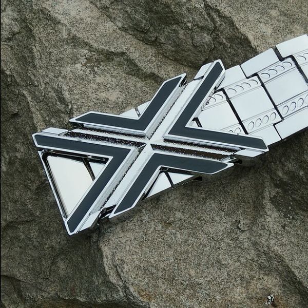 

men's metal stainless steel belt punk style x buckle waistband letter personalized special outdoor belt, Black;brown