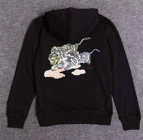 

тигровая голова свитер мужской 8 пар дикий модный свитер тренд бренд роскошная толстовка вышивка тигровая голова спортивный свитер с капюшон, Black