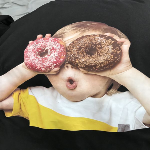 

adlvbabyface donut doll boy couple loose short-sleeved lin yanjun lisa adlvbabyface donut t-shirt doll boy couple loose short-sleeved t-shir, White