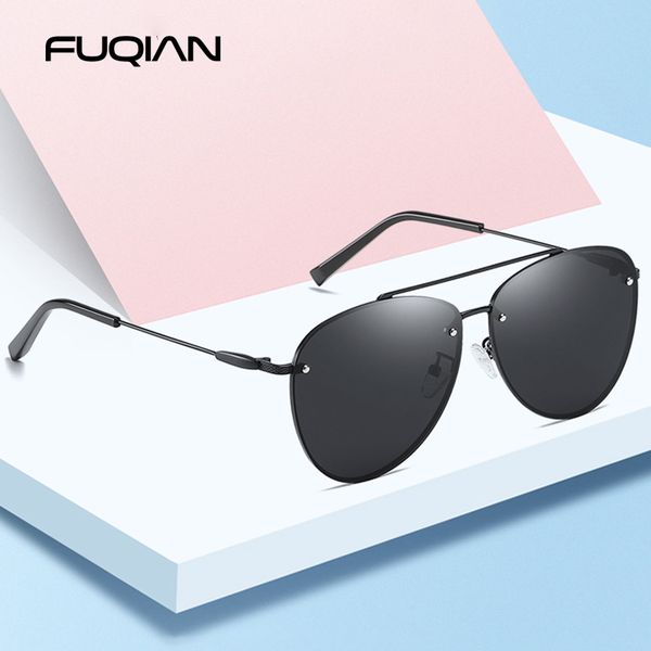 

fuqian new arrival pilot polarized sunglasses fashion design metal rivet men women sun glasses colorful driving eyewear uv400, White;black