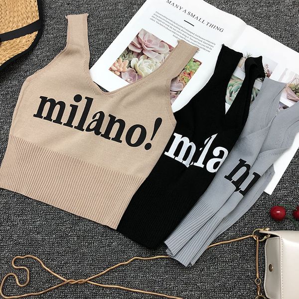 

fashion women ladies female tank vest slim waist sleeveless tank letter print black summer fitness midriff bare clothes, White