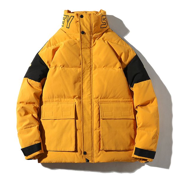 

2019 winter new white eiderdown down jacket for young men new fashion stand collar warm solid color down jacket, Black