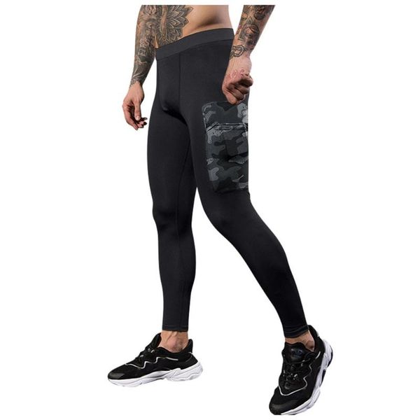 

men training bodybuilding workout fitness long pants tight-drying sports pants fashion leisure personality early spring 2020, Black