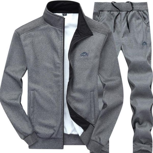 

men sportswear hoodie and sweatshirts black white autumn striped jogger sporting suit mens sweatsuits tracksuits set -4xl, Gray