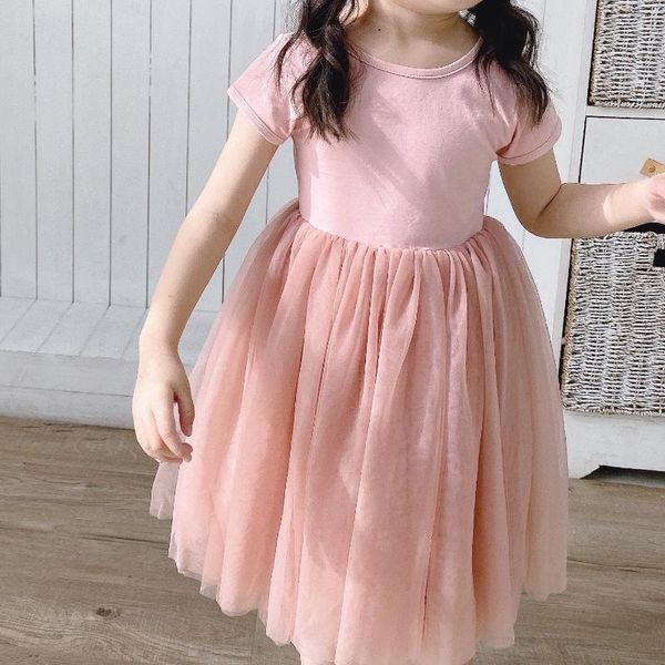 

3159 2020 spring and summer new children's wear baby girl short sleeve dress princess yarn tutu dress children's fairy dresses, Red;yellow