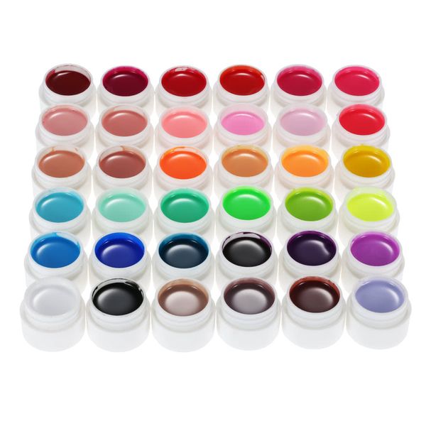 36pcs Nagelkunstpolitur Farbe Massivkleber Pigment Lacklack für Maniküre Nägel Gel UV Farben