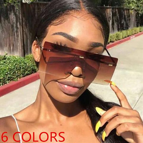 

винтажные солнцезащитные очки женщин ретро очки без оправы feminino большой оттенки крупногабаритные браун солнцезащитные очки мужчин, White;black