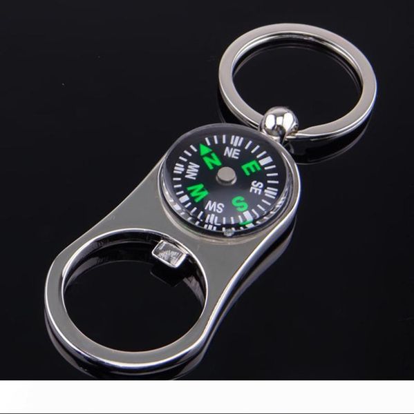 

outdoor compass bottle opener with metal key ring chain keyring keychain metal wine beer bottle openers bar tool as gifts