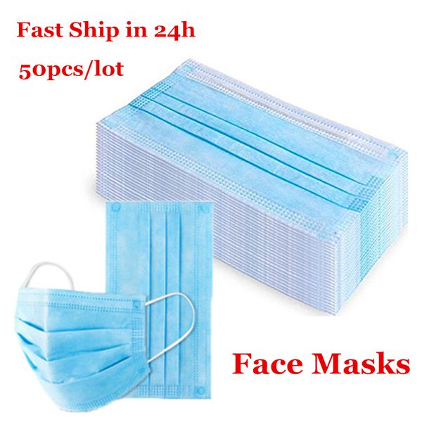 

3 laye disposable mask anti-dust elastic ear loop dust filter anti bacterial safety mask 50pcs/lot protection masks face masks