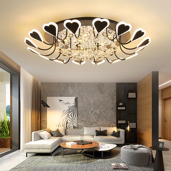 2019 Luxury Living Room Crystal Light 2019 New Led Flush Mount Ceiling Lights Modern Minimalist Atmosphere Heart Shaped Crystal Led Ceiling Lamps From