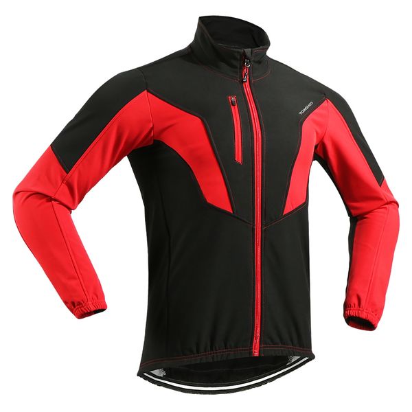 

tomshoo men's winter warm thermal bicycle jackets outdoor sport long sleeve windproof coat mtb bike riding clothes sportswear, Black;blue