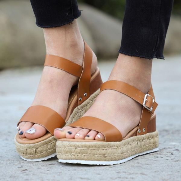 

women summer shoes sandals ankle strap thick-bottom shoes ladies roman buckles platform women platform sandals, Black