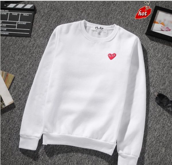 

brand classic commes des garcons red heart loose casual hoodie men women thick red heart embroidery pullover hoodies 0fys 0fys qfue 2t42, Black;brown