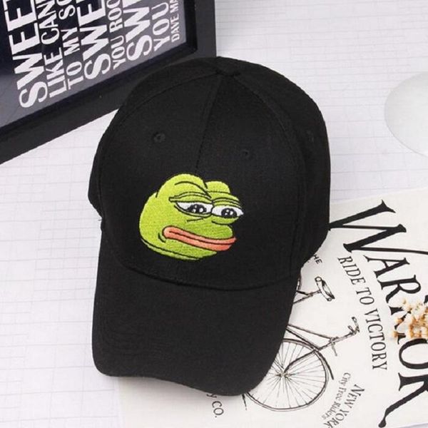 

2020 fashion men snapback baseball caps women sad frog cartoon pattern embroidery sun-shade black sunhat hip hop hats, Blue;gray
