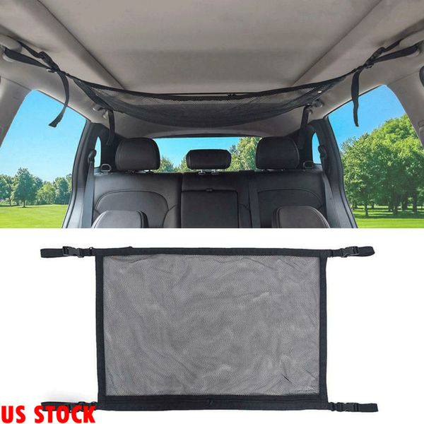 

car auto ceiling mesh storage bag vehicle cargo luggage zipper organizer net