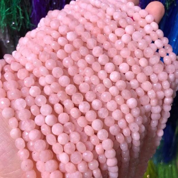 

natural stone pink morganite beaded oblate shape faceted loose spacer beads for jewelry making diy necklace bracelet accessories