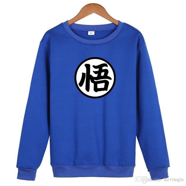 

new 2020 autumn winter round neck sweatshirt anime dragon ball goku wukong men's fleece hooded fall winter coat clothes, Black