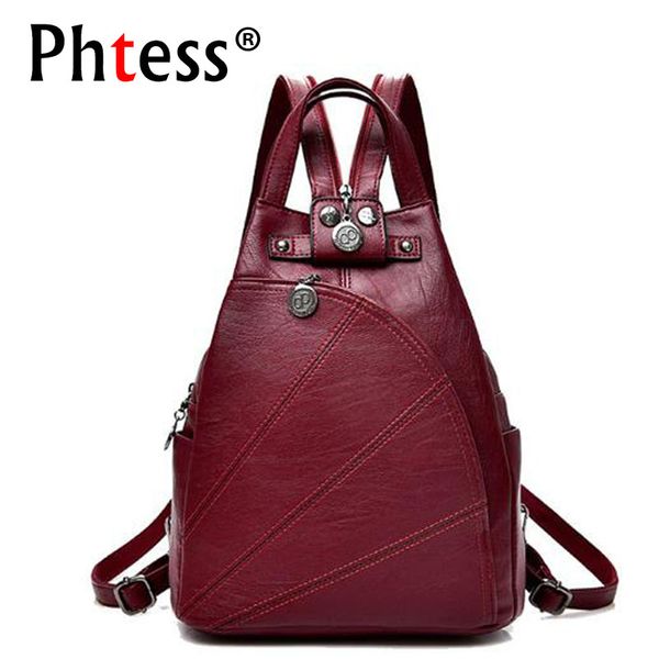 

2019 women vintage leather backpacks female travel shoulder bag sac a dos femme anti-theft school bagpack ladies back pack new