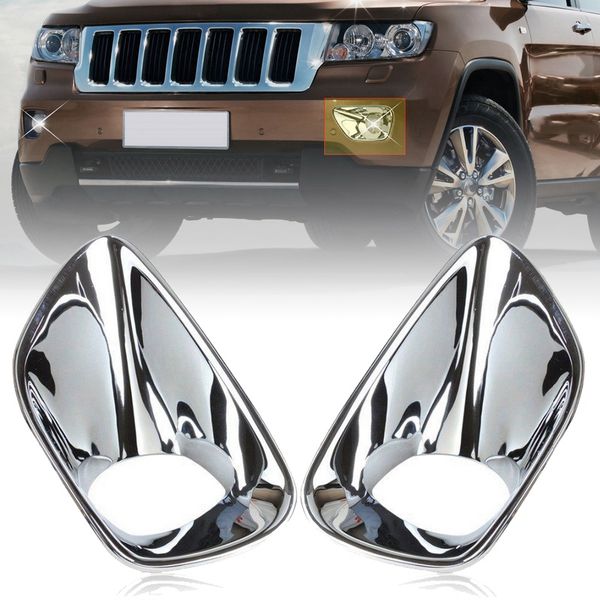 

2pcs front fog light bezel cover trim for je ep grand cherokee 2011-2013