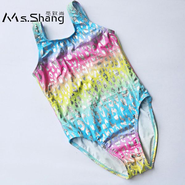 

ms.shang 4-14 years girl swimsuit one piece colorful children swimwear kids swimming suit girls bathing suit teenager swim suit, White;black