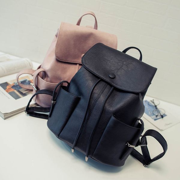 

women backpack vintage candy color stylish bookbag women leather backpack female shoulder bag travel back pack mochila