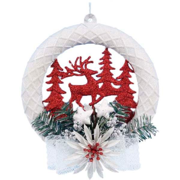

white christmas home door window ornaments christmas decoration xmas tree hanging decor, a wreath with a bow-knot